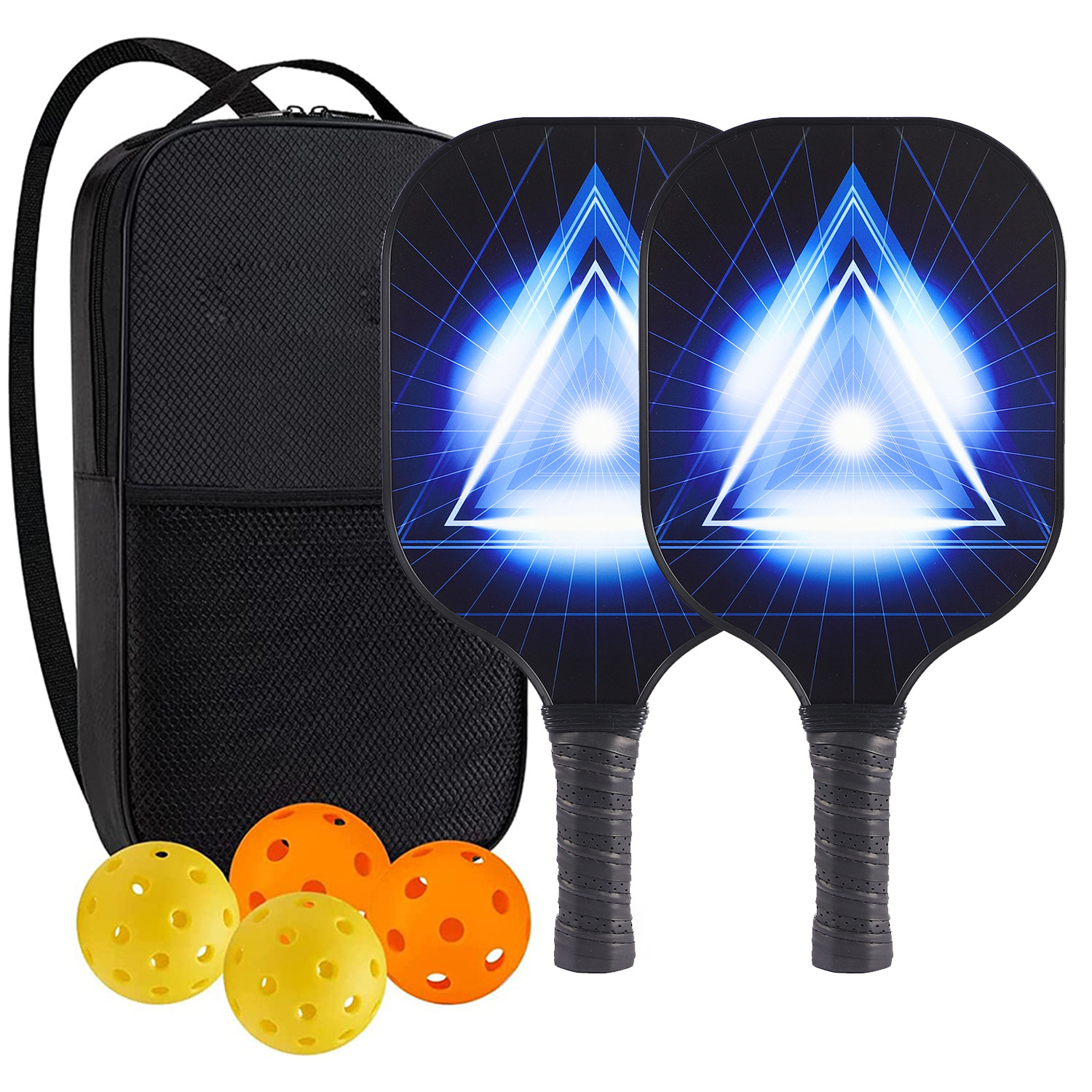 High-Performance Fiberglass Pickleball Paddle for Competitive Outdoors Games 2 Paddle & 4 ball & 1 bag 9933-9934