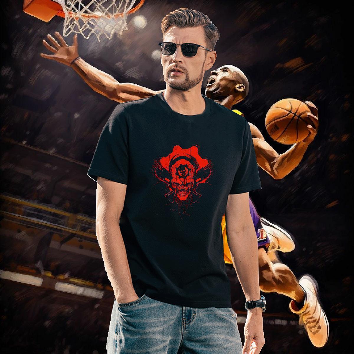 Classic Casual SKULL Men Clothes T-Shirt 230g Cotton T-Shirts for Men Plus Size Cartoon Sports Casual Breathable Short Sleeve Brand Tee Shirt
