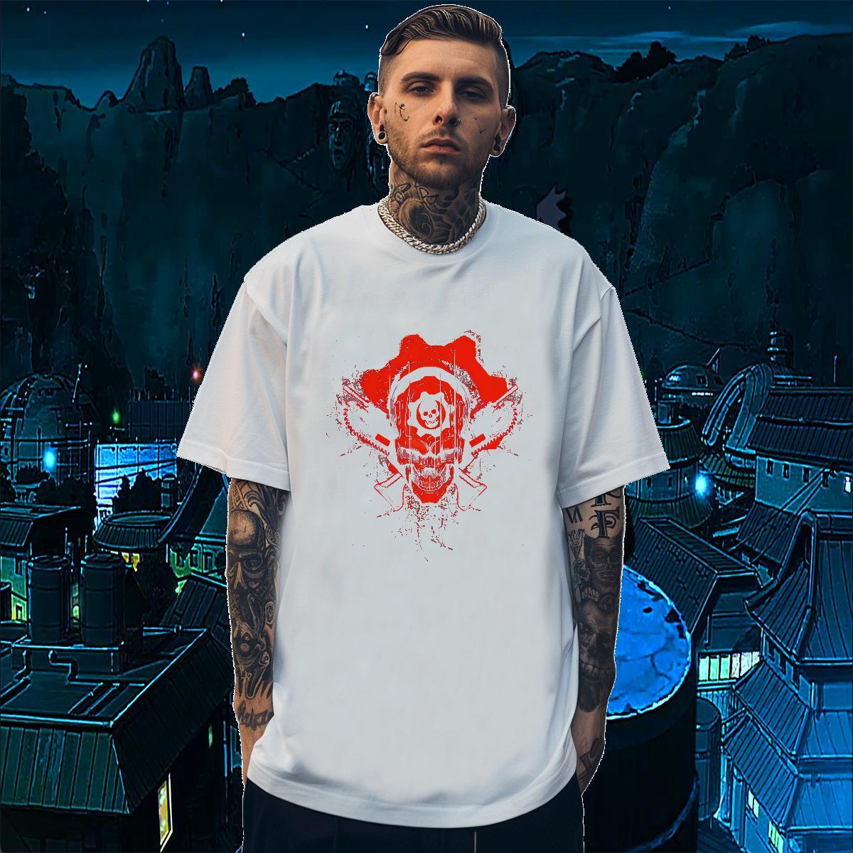 Free Shipping SKULL Tshirt for Man Woman 230g Cotton Men T Shirts Custom Print Oversized Casual Daily Wear Breathable Crew Neck Loose Tops