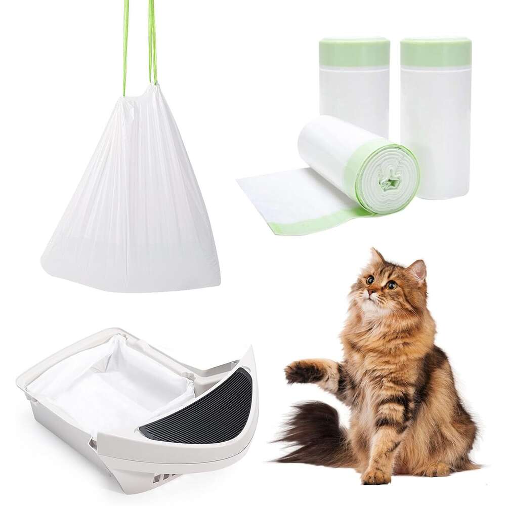 Hakrbcs Bags for Robot 4 and 3, 60 Pack Drawstring Self Cleaning Cat Litter Box ers, Extra Thick Waste Drawer ers Heavy Duty