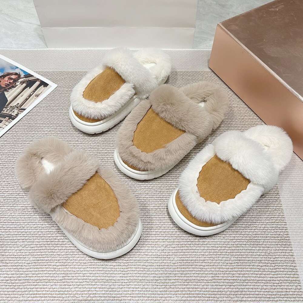 Ddmysports Wearing Hairy Women In Autumn Winter Plus Size For Both Men And Couple S Thick Soled Home Cotton Slippers With Toe Caps OUTDOOR