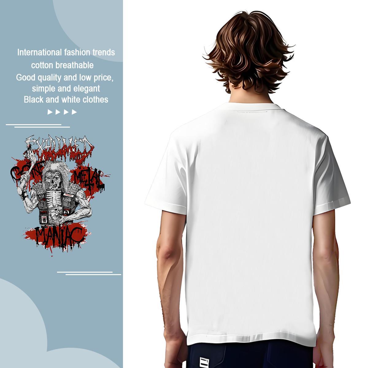 Classic skull Men Clothes T-Shirt 100% Cotton 230g T Shirts Men Plus Size Custom Hip Hop Street Breathable Cool Design Wear