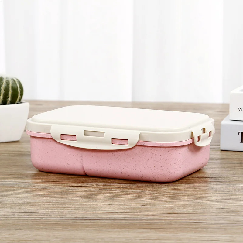 1000ml Microwave Lunch Box For Kids School Eco-Friendly BPA Free Wheat Straw Bento Box Kitchen Plastic Food Container Lunch Box 240821