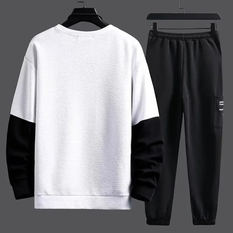 Fashion Mens Tracksuit Autumn Long Sleeved Red Sweatshirt Sports Pants 2 piece Set Mens Casual Suit Unisex Jogging Men Clothes 240821