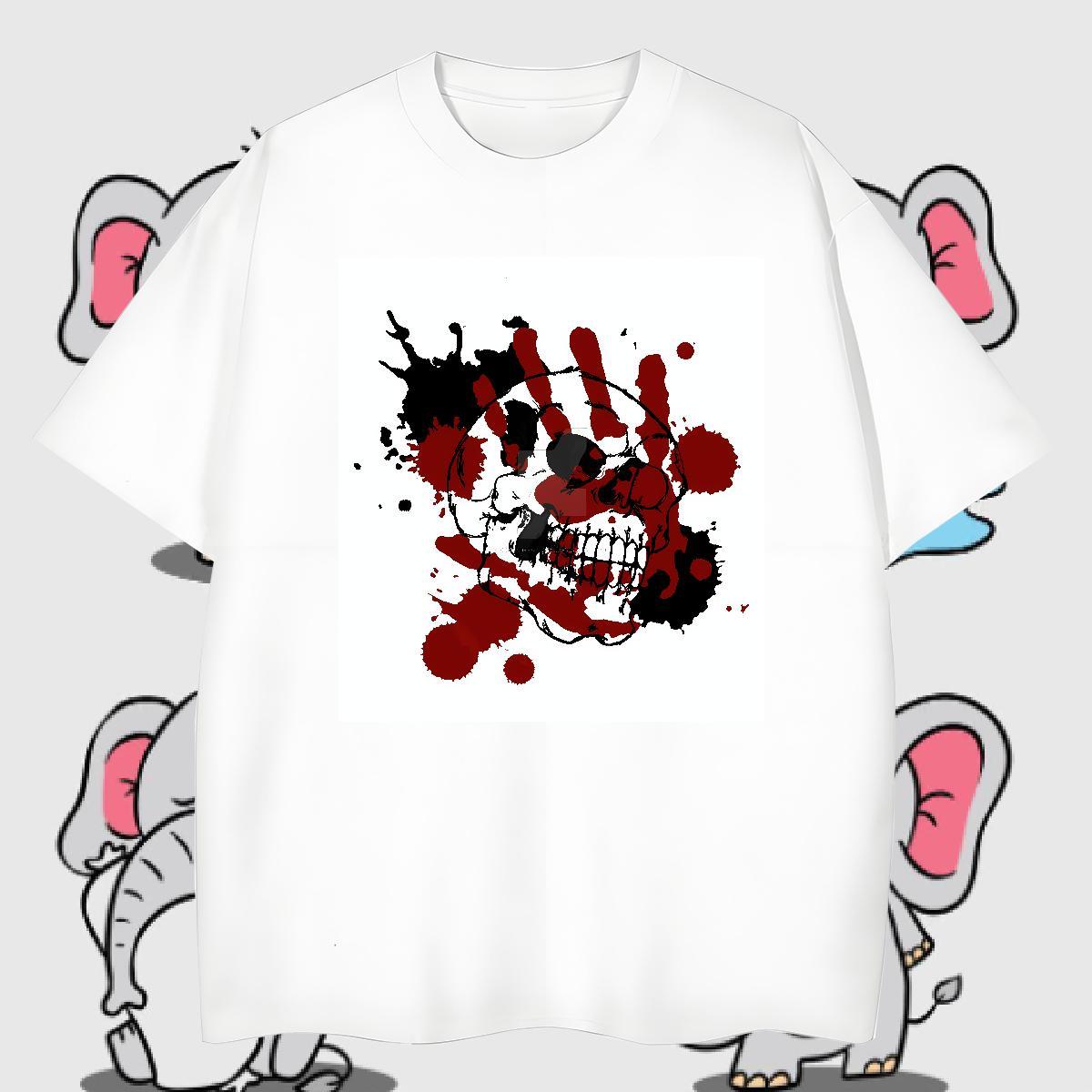 Designer Fashion scary Tshirts 230g Cotton T-Shirts for Men Custom Cartoon Home Outdoor Breathable Soft Cool Design Tee Shirt