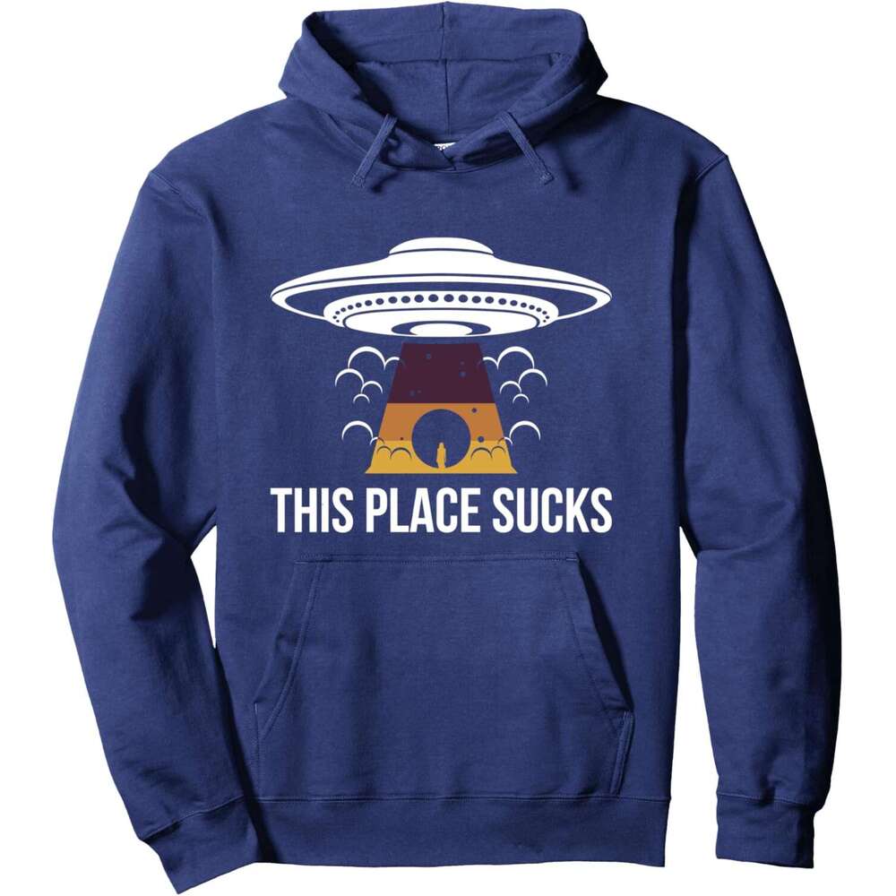 Hoodie for Mens Womens Retro Alien This Place Sucks Funny ET UFO Abduction Science Pullover Hoodie Graphic Hoodies sweatshirt Pullover Long Sleeve