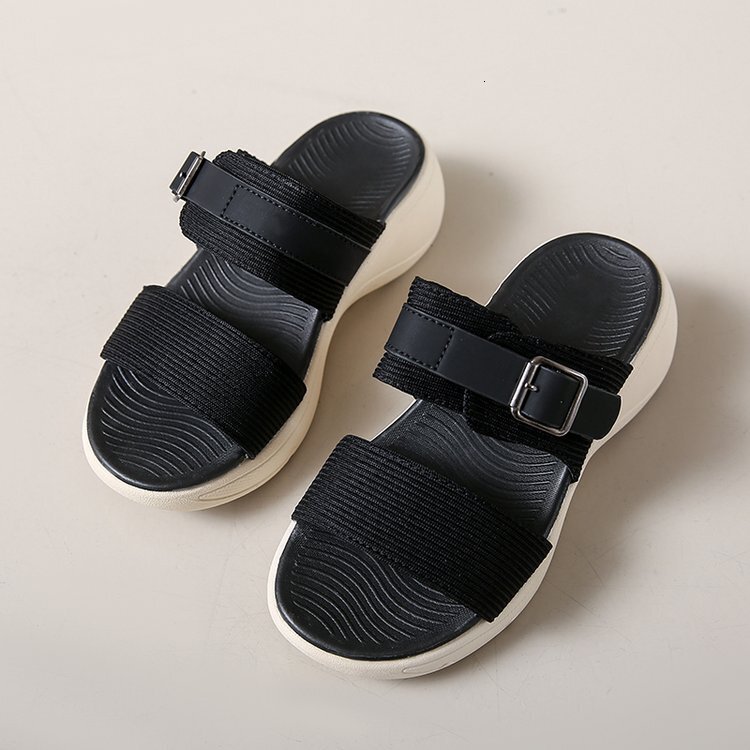 Ddmysports Ladies Wide Striped And Thick Soled Sponge Slippers Large Size Suitable For Casual Roman Style Outdoor Wear In The Summer Of OUTDOOR