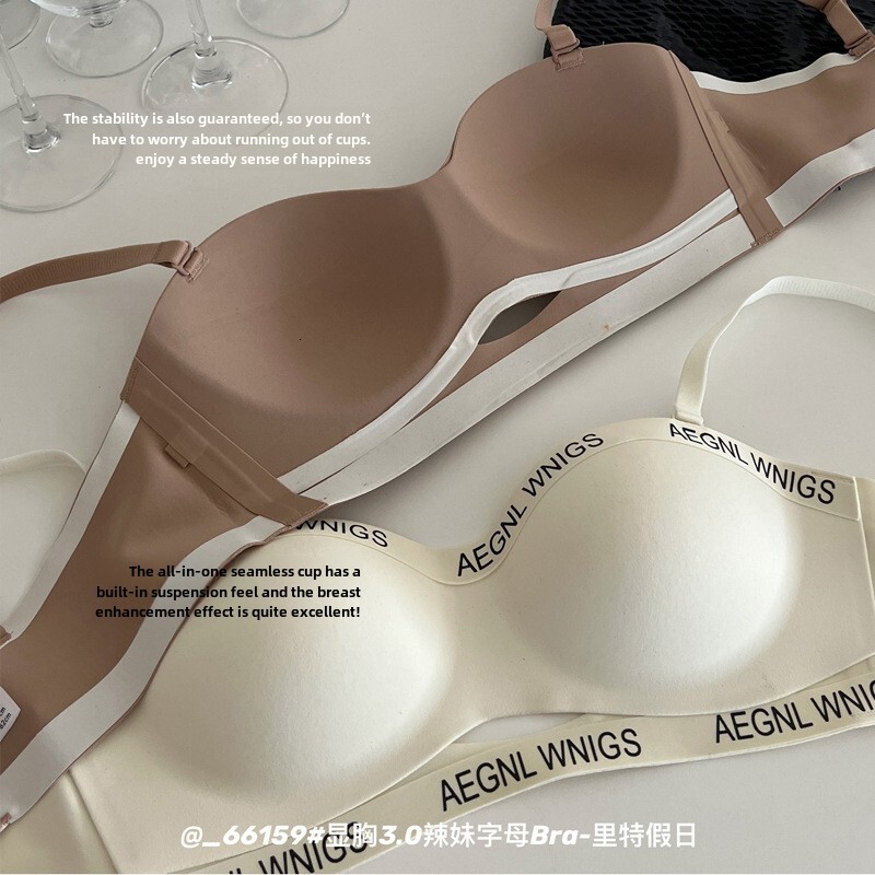 Strapless strapless for women in summer, slip and gathering, small chest display, large upper support, anti sagging, invisible text bra dongdumaoyi do