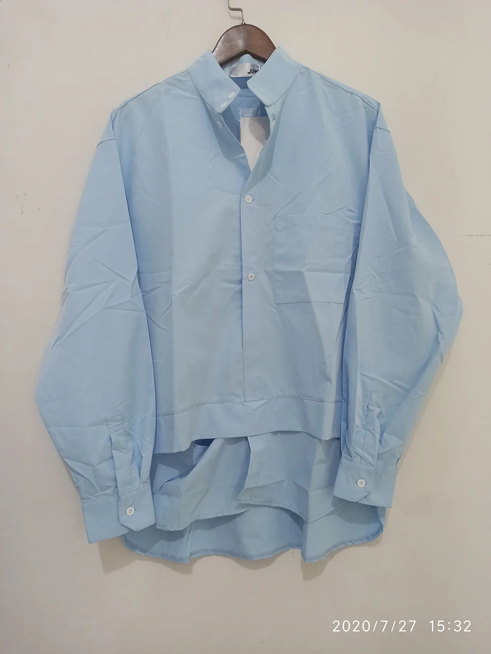 IEFB Mens Long Sleeve Shirts Pullover Shirt For Male Trend False Two Pieces Folded Tops Loose Autumn Y1070 240820