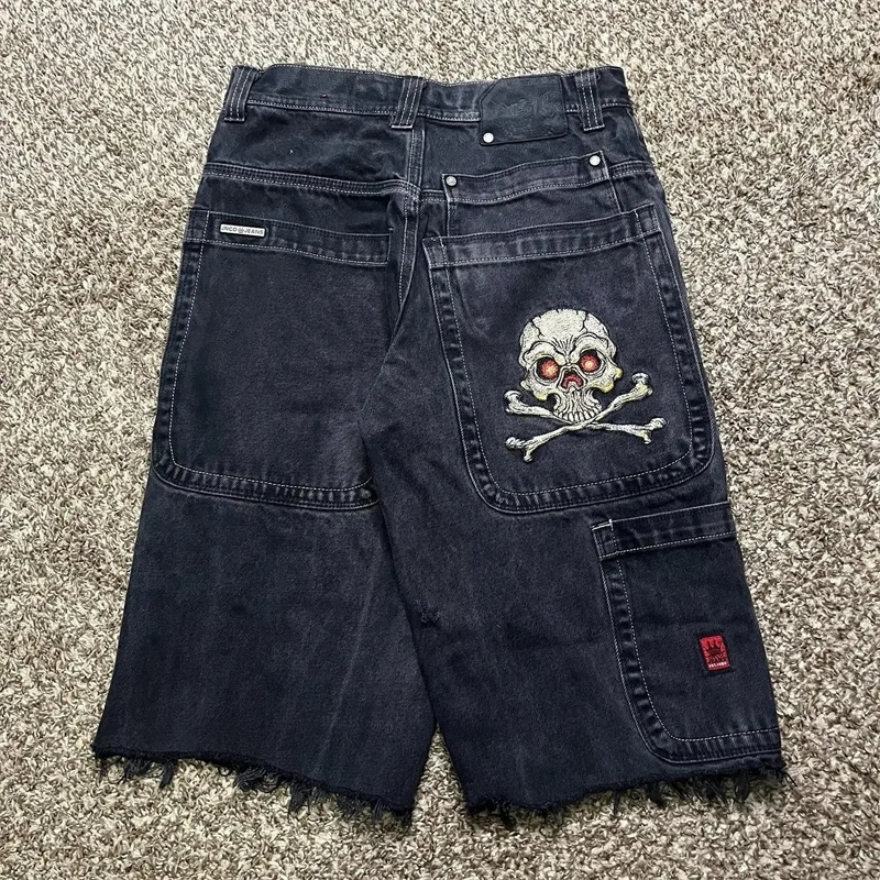 Harajuku Y2K dragon shorts loose denim baggy jeans 2024 retro streetwear gothic wideleg Skateboard pants 240828