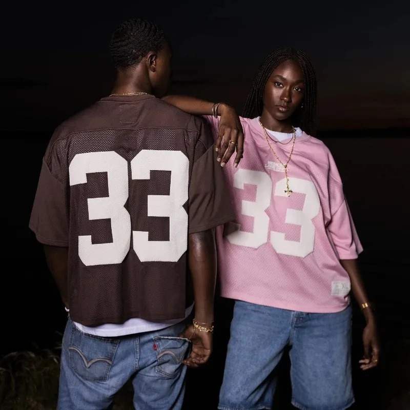 Y2K retro jersey quick drying breathable mesh Tshirt womens street college sportswear oversized unisex football training suit 240821