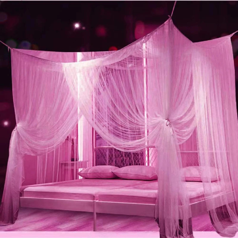 Mosquito Net White for Double Four Corner Bed Post Canopy Full Queen King Size Bedding Curtains 240820