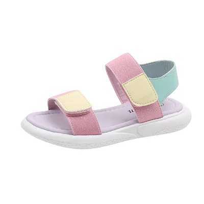 Girls non slip soft sole matching open toe pink sandals new summer girls PU outdoor fashionable sandals size 26-36 W240821