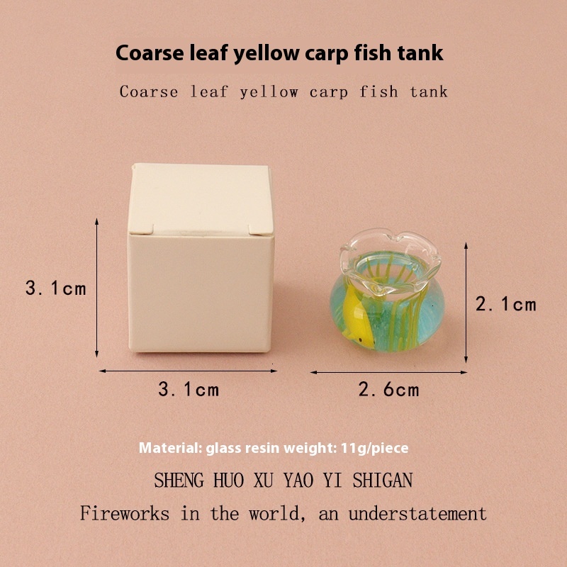 Miniature Simulation Mini Glass Koi Water Grass Fish Tank Cute Healing Micro Landscape Baby House Decoration Ornament OB11