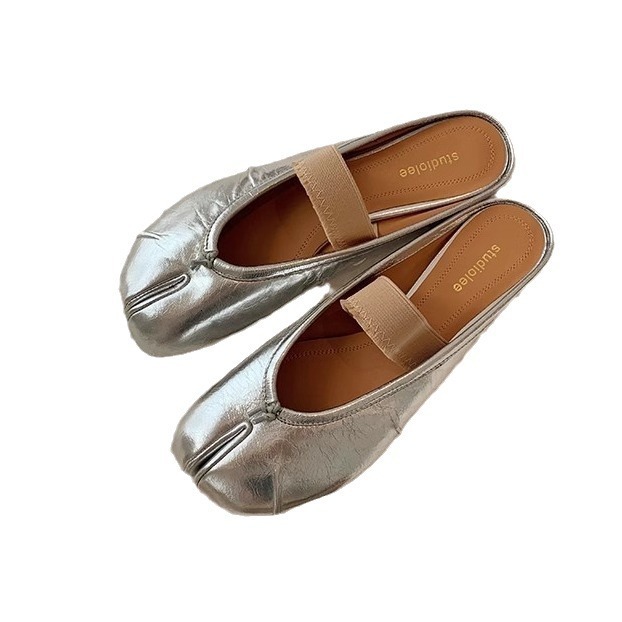 Ddmysports Grape Mom S Same Berlin Dream Shallow Mouth Slim Soft Split Toe Women Single Shoes Genuine Leather Flat Bottom Slippers OUTDOOR