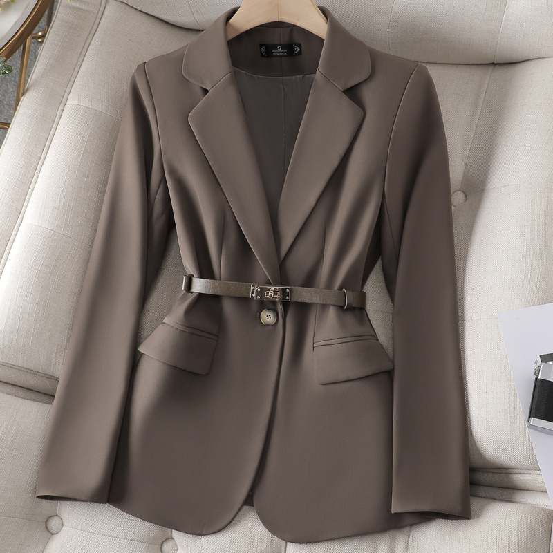 2024 autumn new collar jacket in clean color, professional casual fashion, versatile, simple temperament, small suit for women