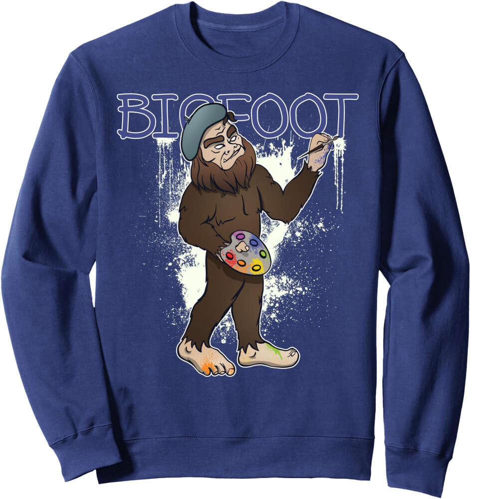 Long Sleeve Shirts for Men sweatshirt Painter Bigfoot Sasquatch Artist Painting Funny Gift Sweatshirt T shirt Tee Streetwear Casual tops clothes