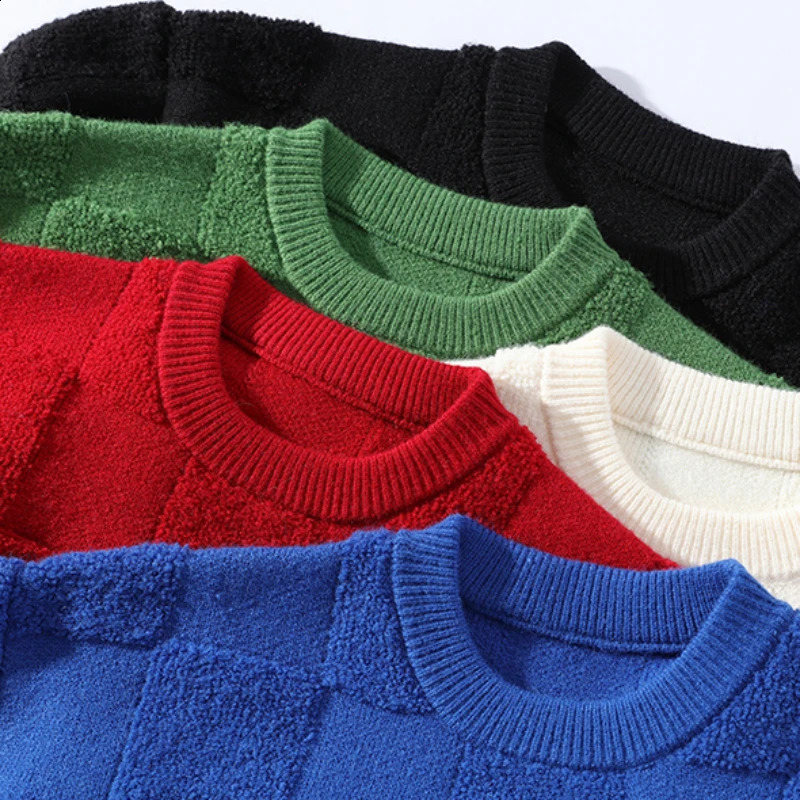 Men Harajuku Fashion Knitted Sweaters Hip Hop Streetwear Loose Plaid Pullover Oversized Casual O-Neck Men Vintage Sweaters 4XL-M 240821