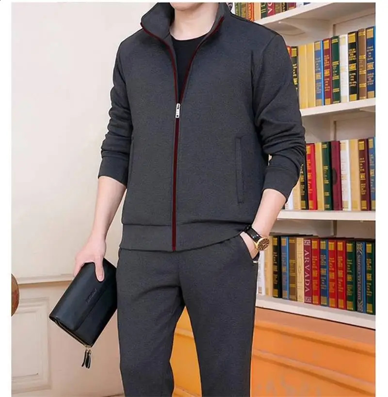 Mens Casual Tracksuits Sportswear Jackets Pants Two Piece Sets Male Fashion Solid Jogging Suit Men Outfits Gym Clothes Fitness 240821