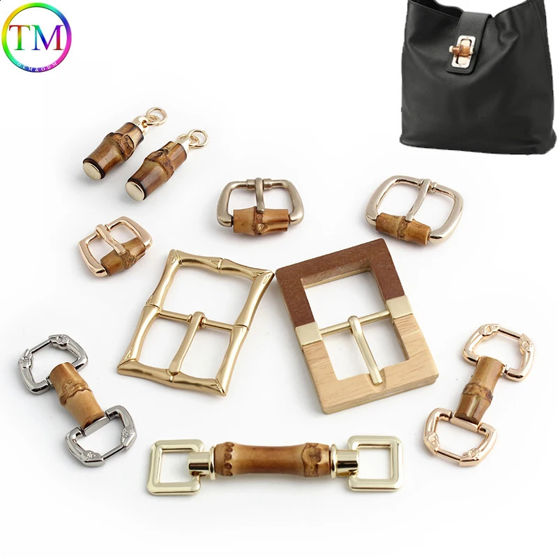 202932MM natural bamboo root metal buckle connector hanger used for bags handbags shoes shoulder straps hardware accessories 240820