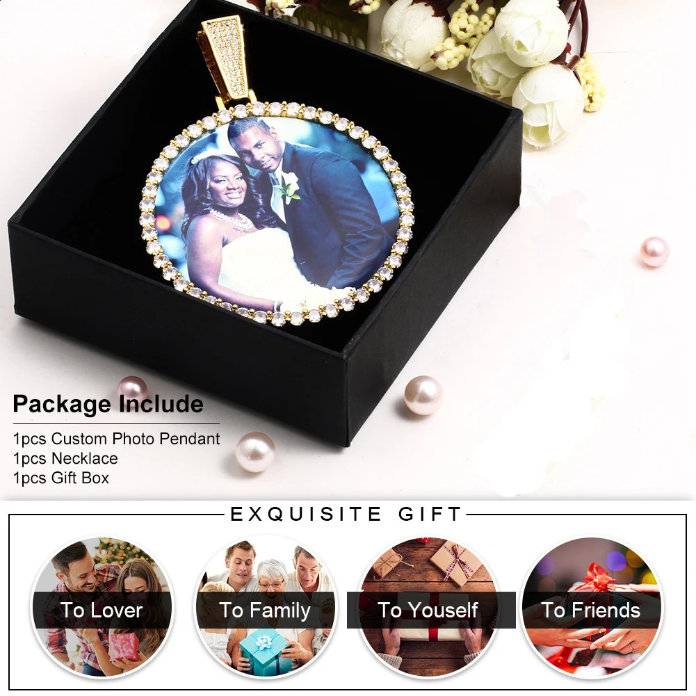 Unisex round memory medal pendant for mens hip-hop jewelry customization po 240808