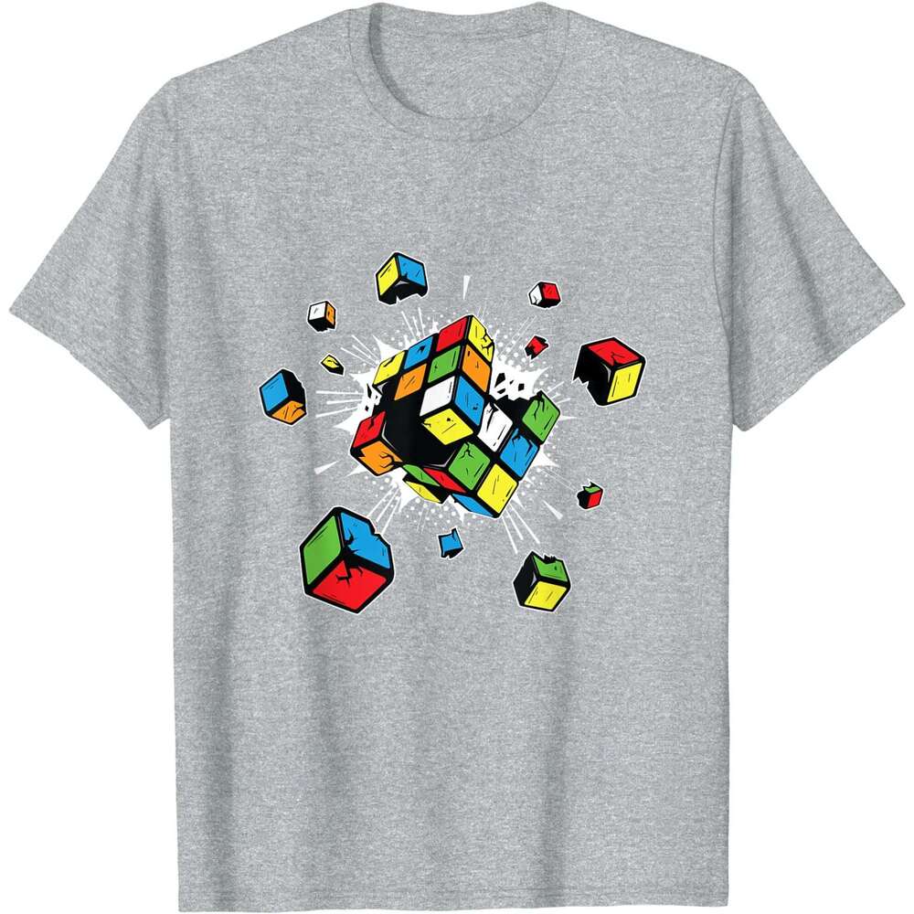 rubix Exploding rubi rubics cube present gift for kids T-Shirt Fiess Tight Tshirts Classic Tops & Tees Cotton Men Casual cs