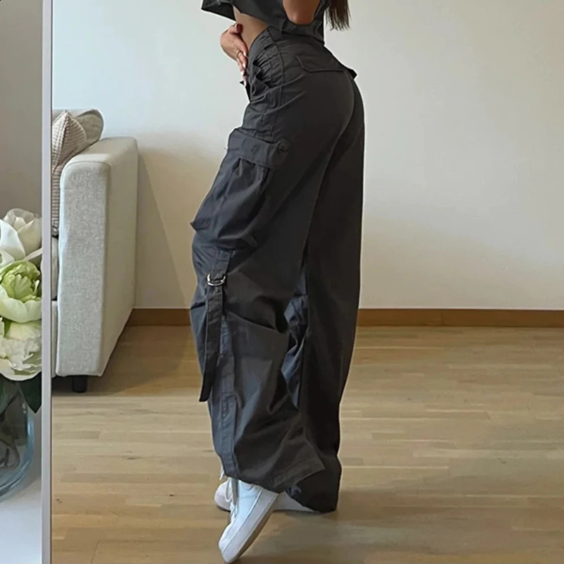 Cuteandpsycho Streetwear Runner Cargo Pants Fashion Pocket Casual Bag Handcart Loose Solid Y2K Grunge Paracut 90s 240821