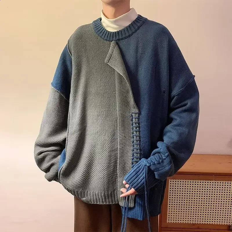 Retro American colored zipper sweater mens autumnwinter niche n sensual style knitted top 240821