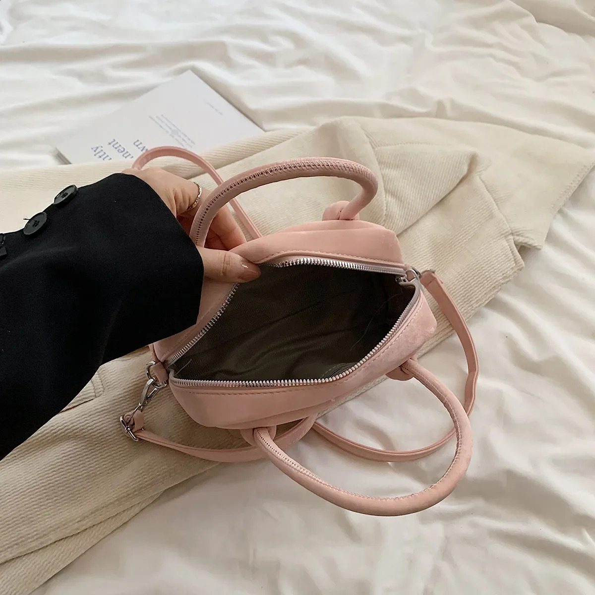 LEFTSIDE small PU leather cross body bag womens Y2K Korean fashion shoulder bag simple handbag with short handle 241105