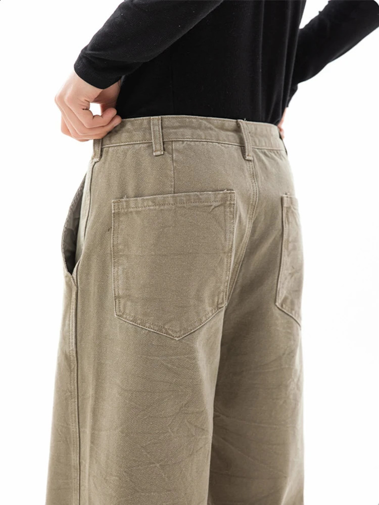 Mens textured cargo pants autumn wash ripple texture American casual retro slightly flammable loose 240821