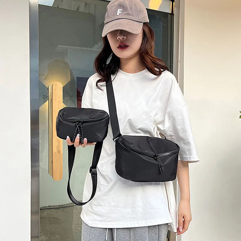 MenWomen Simple Crossbody Bags SmallBig 2 Sizes Multi Layer Large Capacity Chest Travel Canvas Phone Shoulder 240821