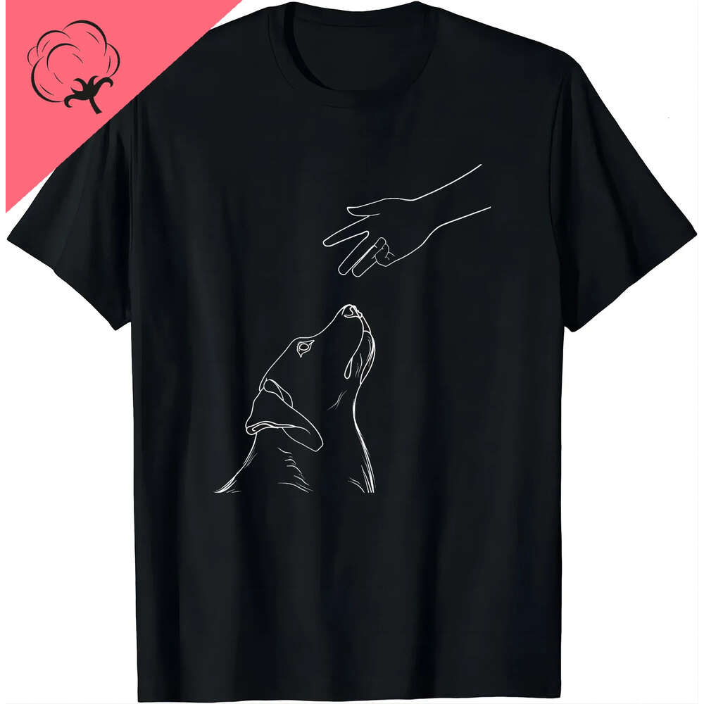 People and Punch Hand Dog Man Friendship Bump Dog's Paw T-Shirt Men Women Clothing Pet Streetwear H 's