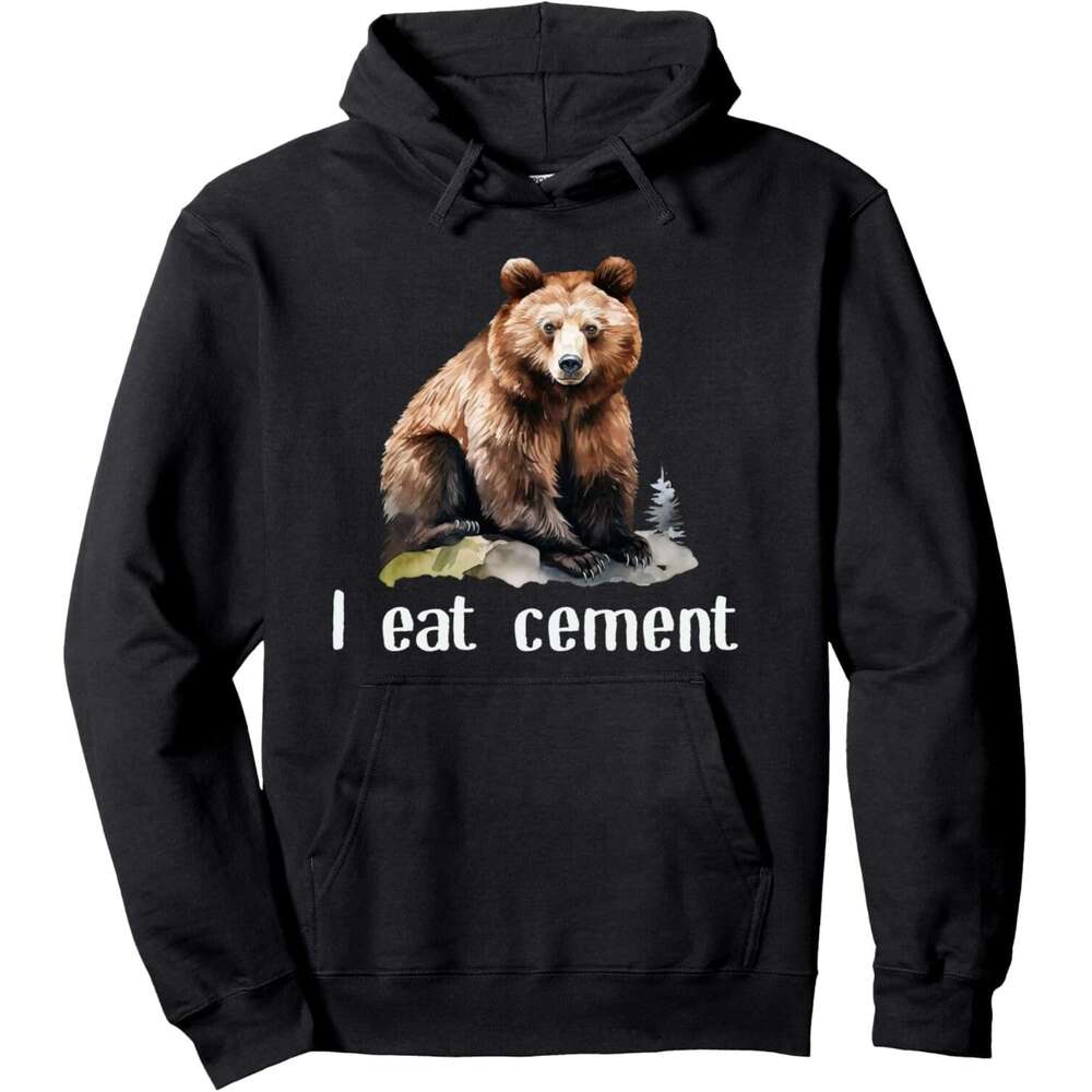 Hoodie for Mens Womens I Eat Cement Cursed Bear Funny Dark Meme Pullover Hoodie Hoodies Sweatshirt pullover jacket Long sleeve