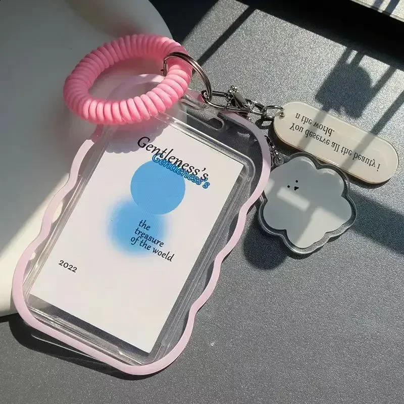 A simple ID card holder with a drawstring Korean Kpop po cover transparent and visible protector 240820