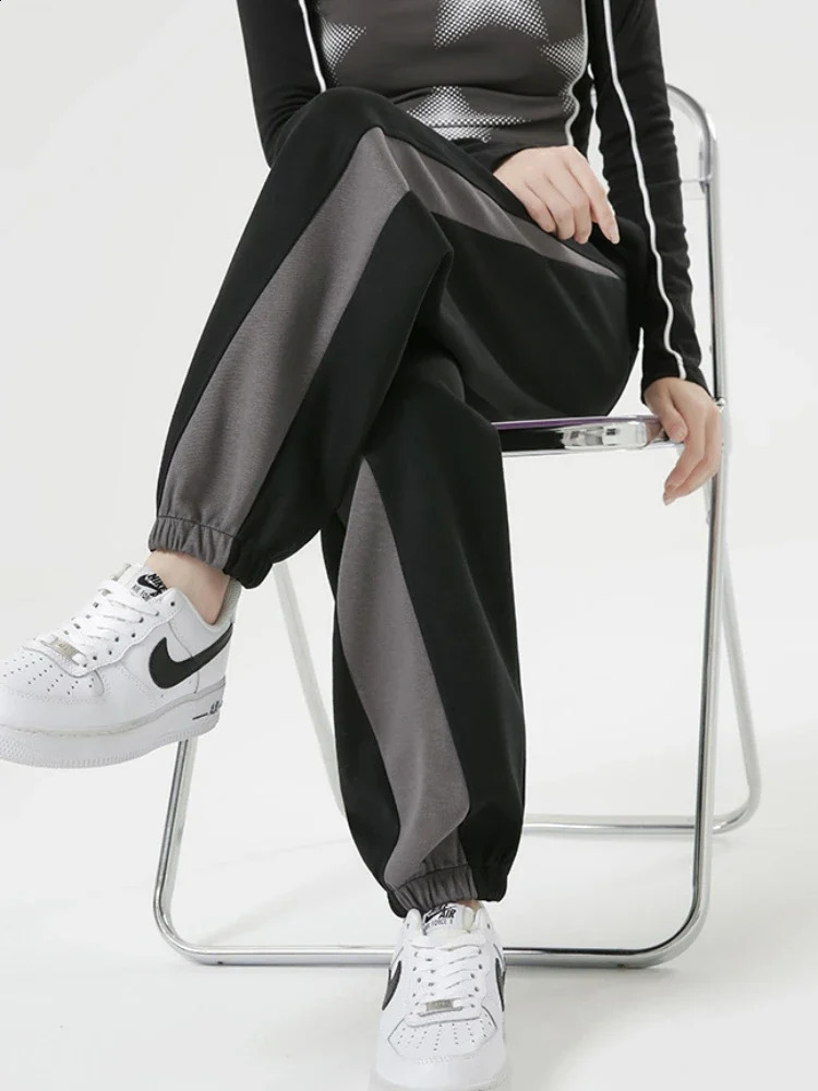 Pants Women Panelled Drawstring Workout All-match Streetwear Fashion Leisure Teens American Style Daily Autumn Stylish Trousers 240821