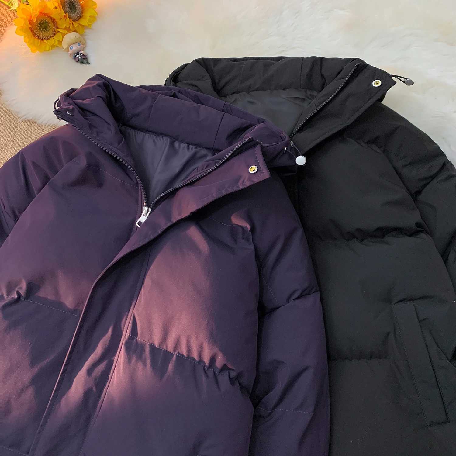 Puffer jacket LAPPSTER Waterproof Winter Coat Y2k Solid Harajuku Puffer Jacket Men Oversized Black Bubble Coat Korean Fashions Hooded Parkas M240821