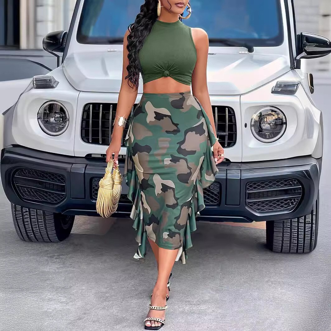 Womens Spring/summer Camo Trendy Set