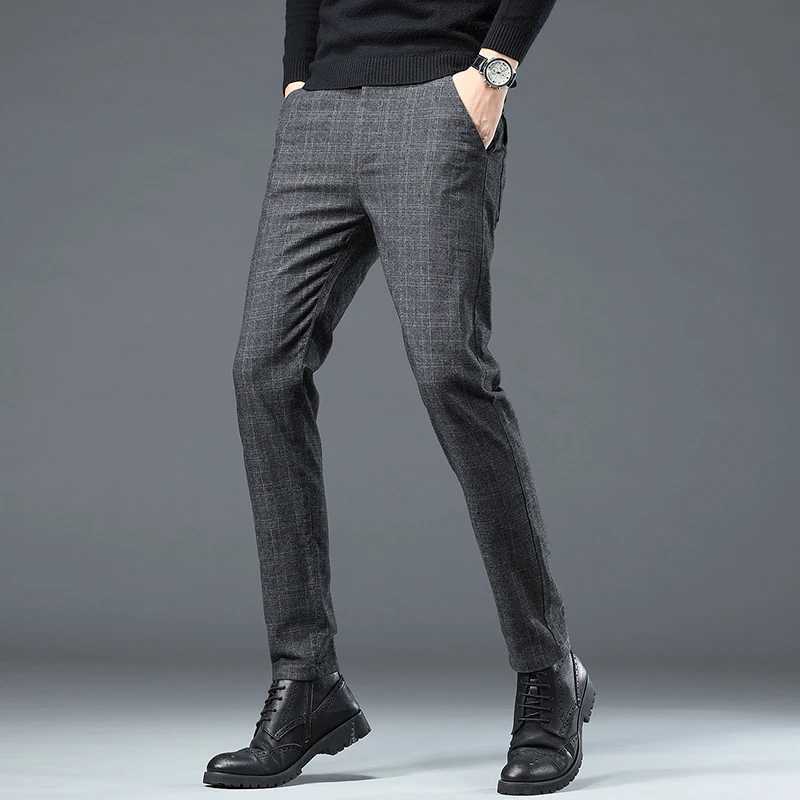 Spring and autumn mens breathable ultra-thin Korean business pants made of cotton comfortable and elastic plain weave casual and fashionable mens pant