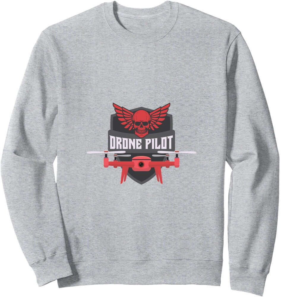 Long Sleeve Shirts for Men sweatshirt Skull Drone Pilot with Attitude funny Gift Sweatshirt T shirt Tee Streetwear Casual tops clothes