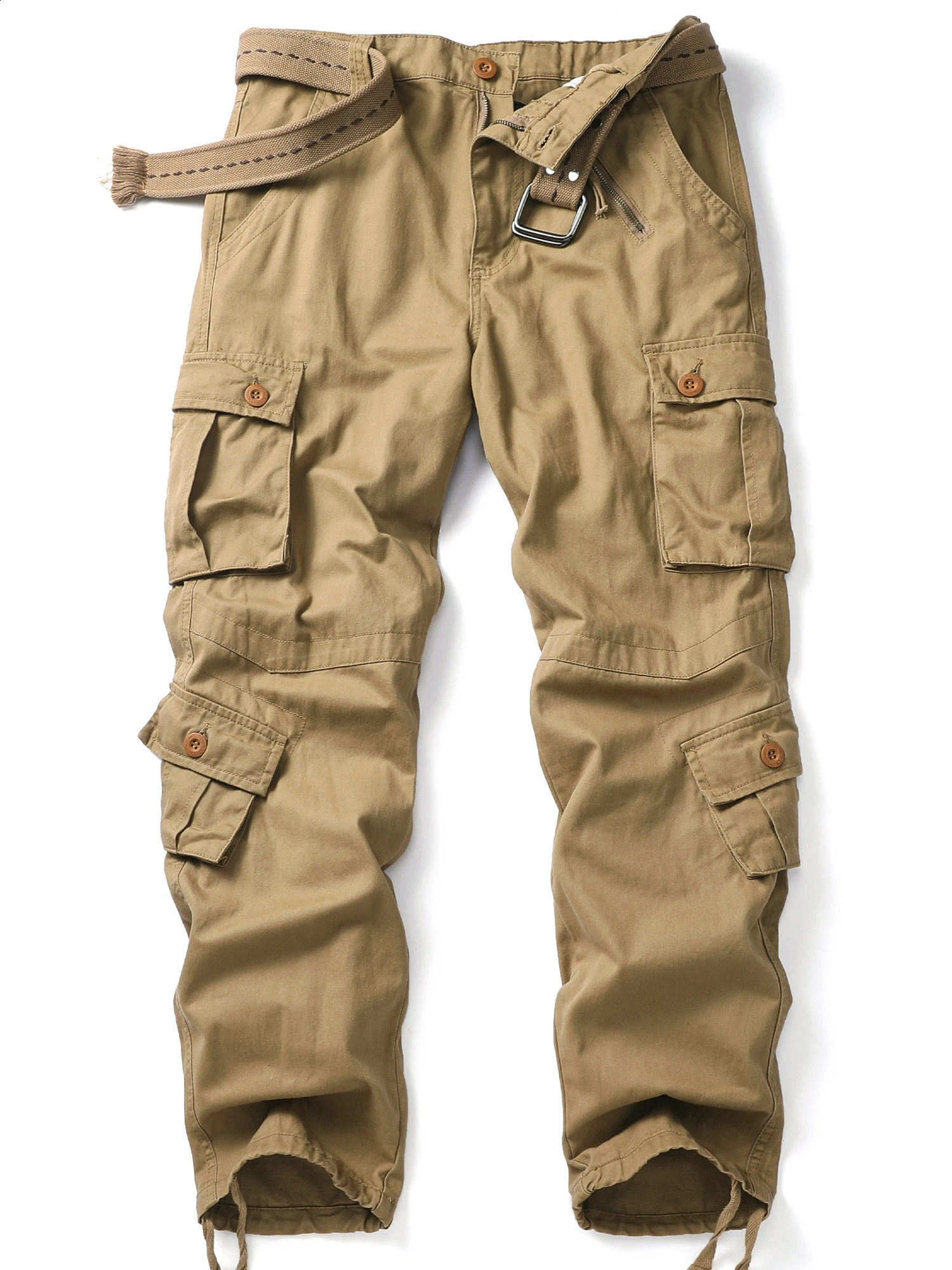 AKARMY Mens Loose Straight Multi Pocket Casual Pants Camo Outdoor Training Sports Tactical 240821