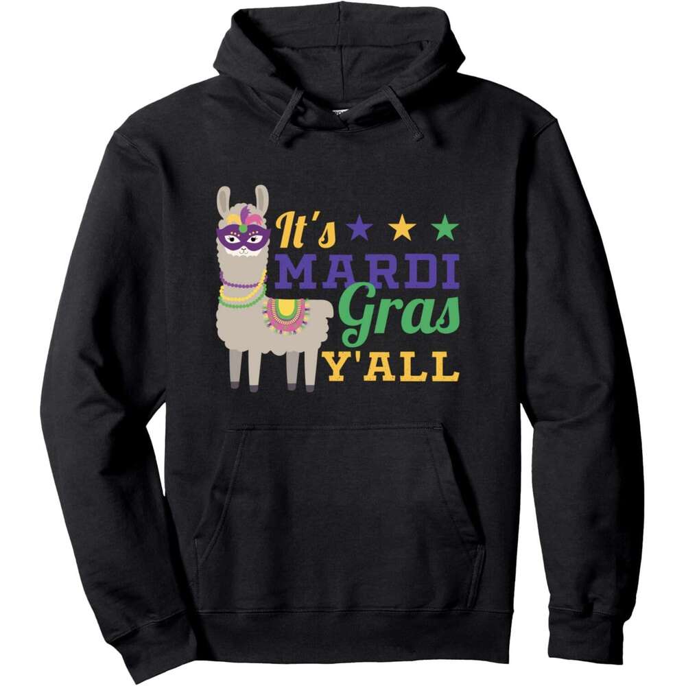 Hoodie for Mens Womens Mardi Gras Yall Llama Costume For Kids Alpaca Party Parade Pullover Hoodie Graphic Hoodies sweatshirt Pullover Long Sleeve