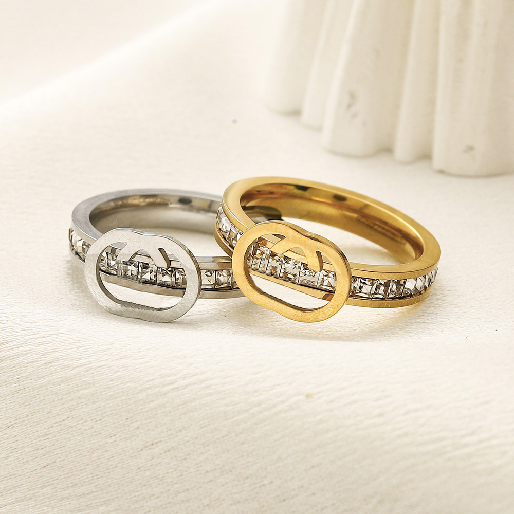 Crystal Ring Women Designer Ring 18k Gold Plated Jewelry Stainless Steel Waterproof Luxury Jewelry Accessories