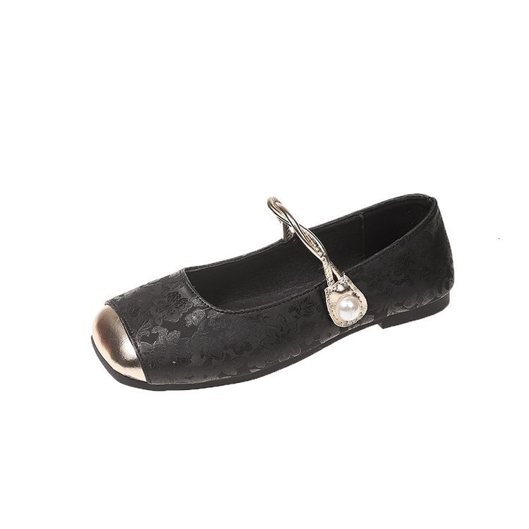Ddmysports Ladies Flat Bottomed Chinese French Dynasty New Versatile Shallow Mouth Spring And Autumn Square Toe Style Single Shoes For Women OUTDOOR