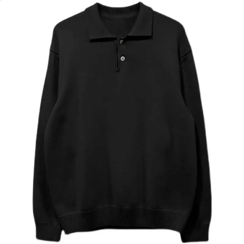 100% acrylic Korean fashion mens polo collar sweater loose casual button with floral n niche Harajuku knitted 240821