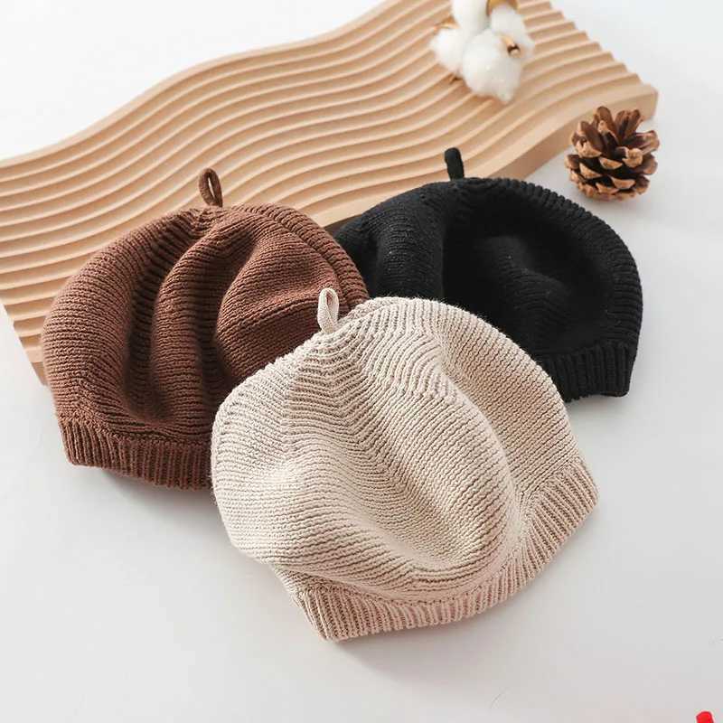MILANCEL New Baby Knitting Berets Cotton Kids Cap Solid Newbron Korean Girls Hat M240821