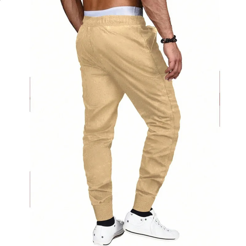 2024 Summer Mens Casual Pants Solid Color Leggings Zipper Pocket Sports Pants 240821