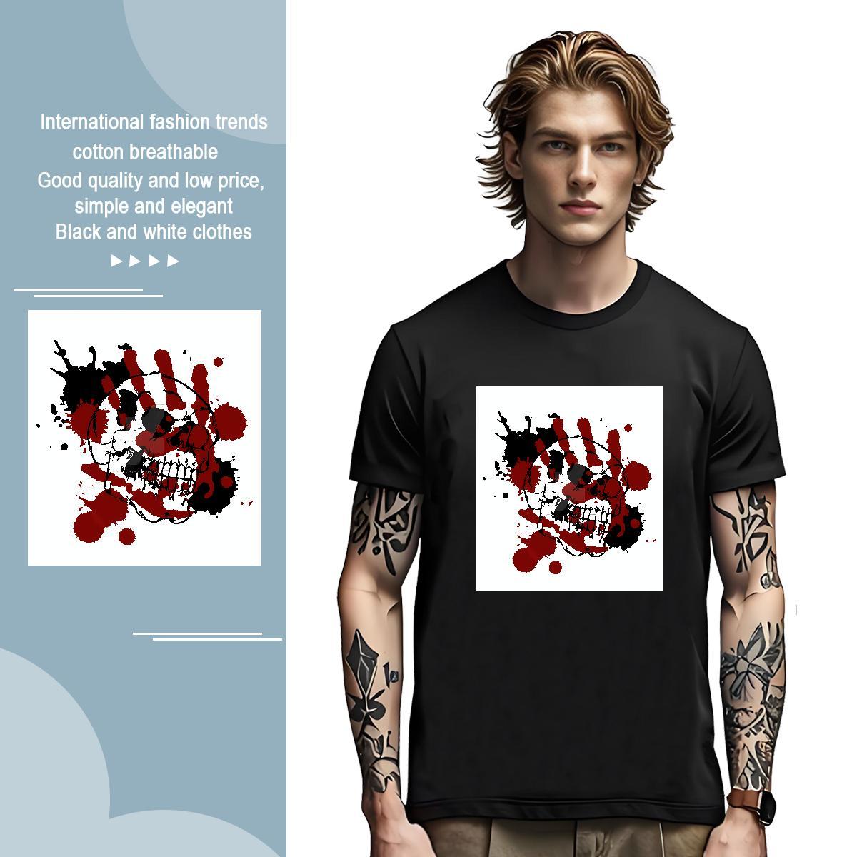 2024 New scary Men Tops Tees 100% Cotton 230g T-Shirts DIY Beach Crew Neck Wholesale Wear