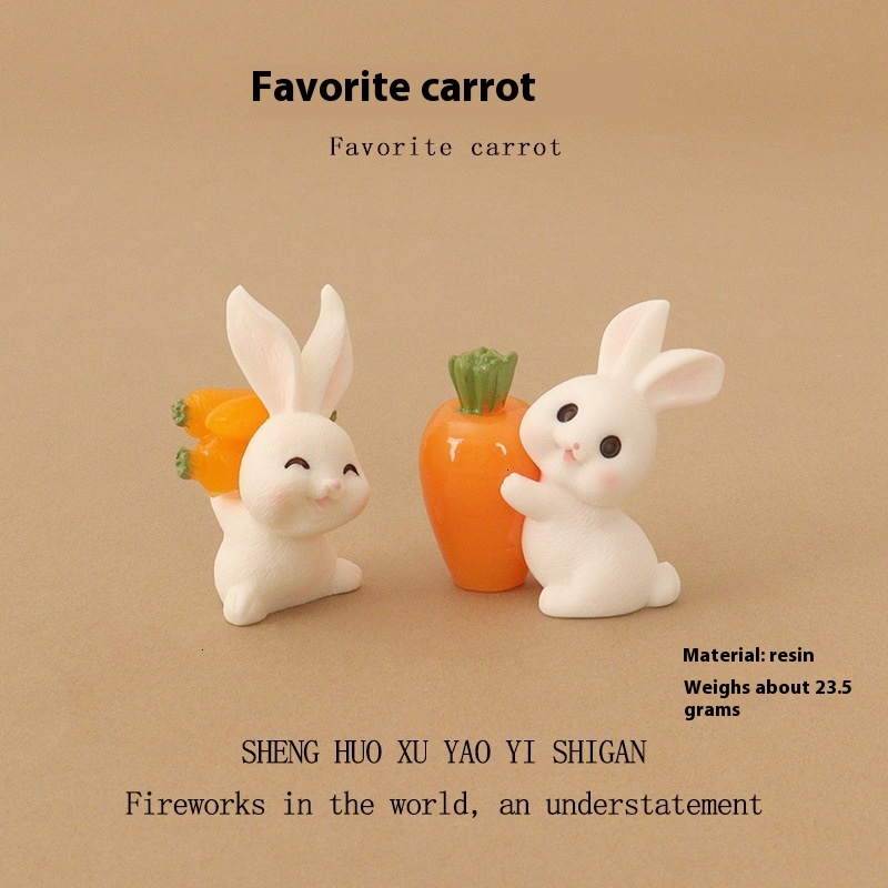 Charming Handcrafted Gardening Theme Small Figure Set Featuring Rabbits Among Vegetables Perfect Accent Piece
