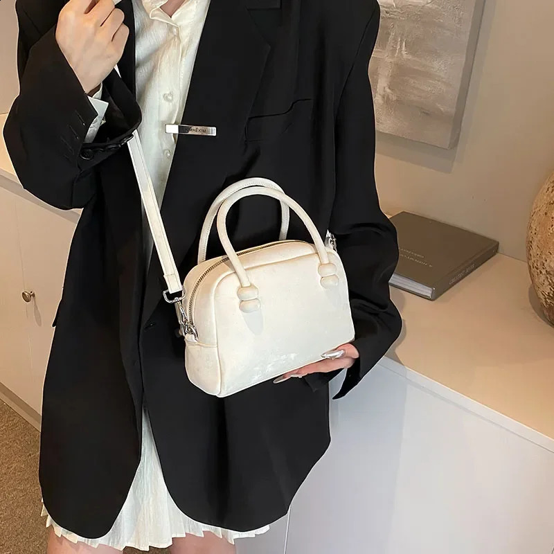 LEFTSIDE small PU leather cross body bag womens Y2K Korean fashion shoulder bag simple handbag with short handle 241105