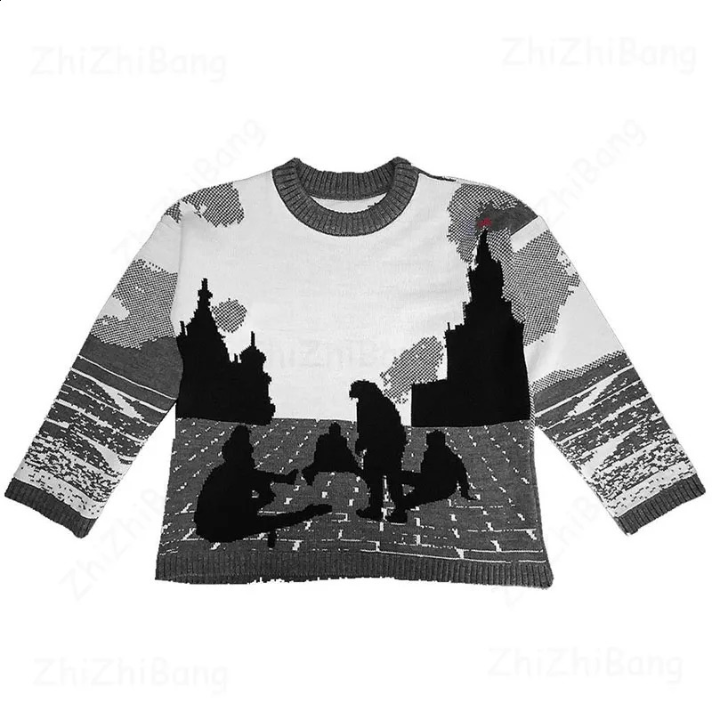 Vintage Haruku Women Clothes Sweaters Oversized Fashion Portraits Cotton Knitted Streetwear Goth Sweater Unisex Pullover Tops 240821